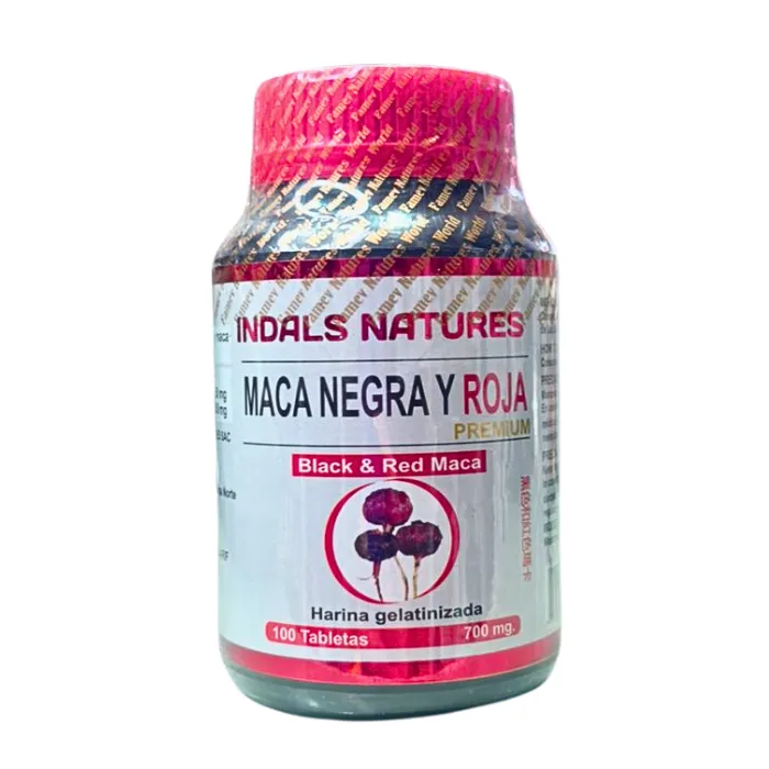 Maca Negra y Roja Gelatinizada 700mg 100 Cápsulas Indals Natures