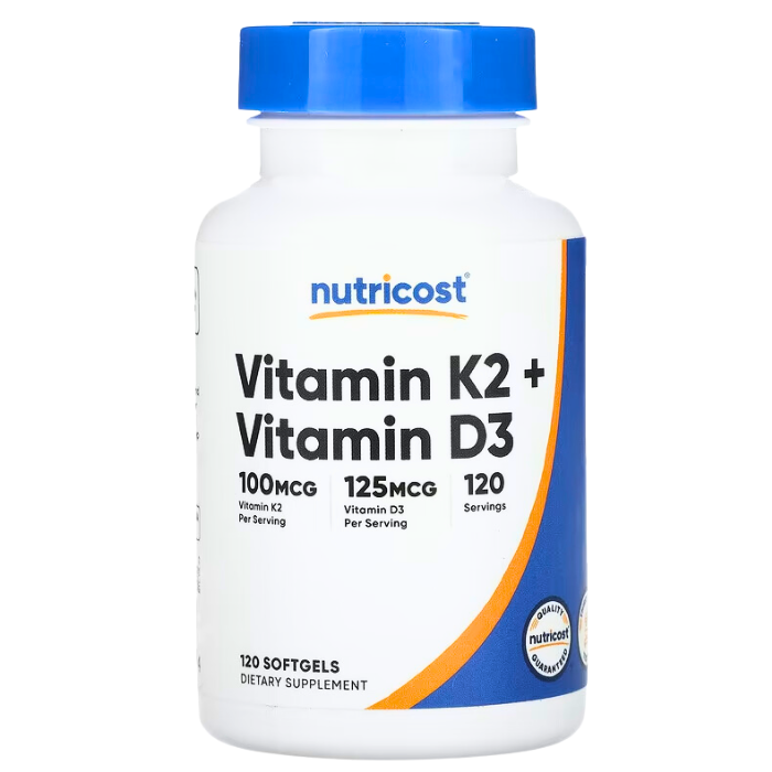 Vitamina K2 (MK7) (100mcg) + Vitamina D3 (5000UI) – 120caps Nutricost
