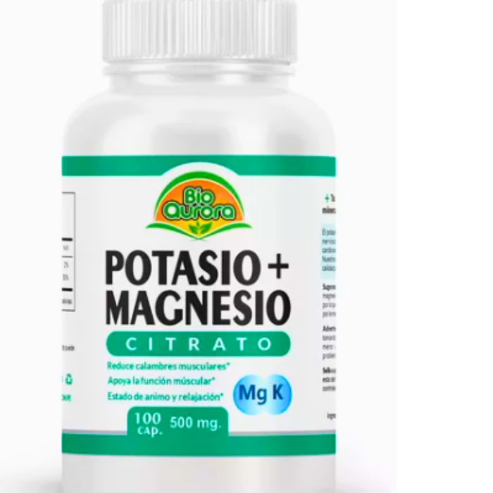 Citrato de Magnesio + Potasio 100cap 500mg Bio Aurora