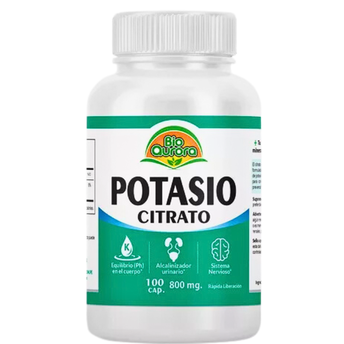 Citrato de Potasio 100 capsulas 800mg Bio Aurora