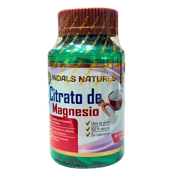 Citrato de Magnesio 500mg 100 cápsulas Indals Natures