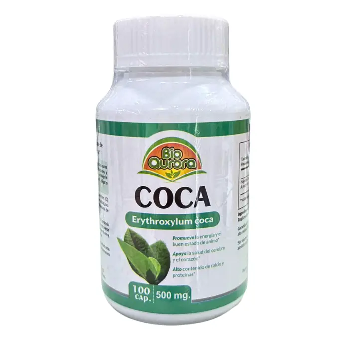 Coca 100 cápsulas 500mg  Bio Aurora 