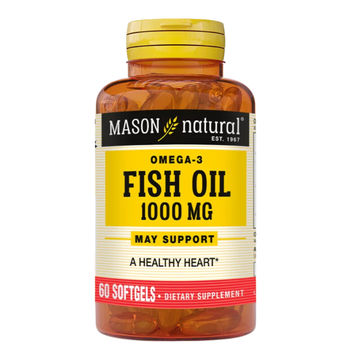Omega 3 Fish Oil 1000 mg 60 Softgels - Mason Natural