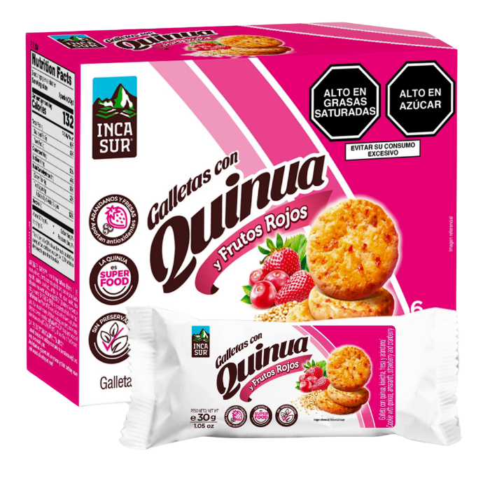 [MNH000578] Galletas de Quinua con Frutos Rojos Caja (6 Paquetes) - Incasur