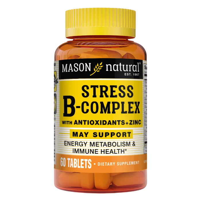 Stress Formula B-Complex with Antioxidants + Zinc 60 Tabletas Mason Natural