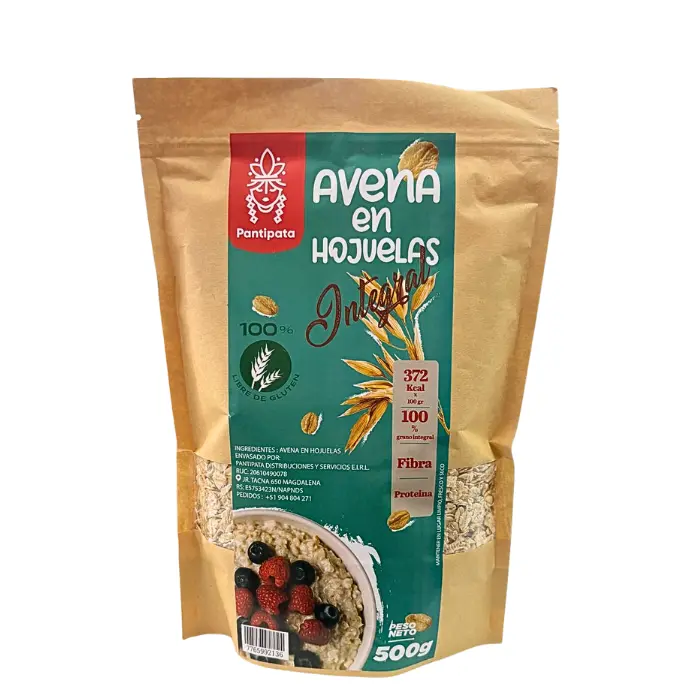 Hojuelas De Avena Integral Sin Gluten 500gr Pantipata