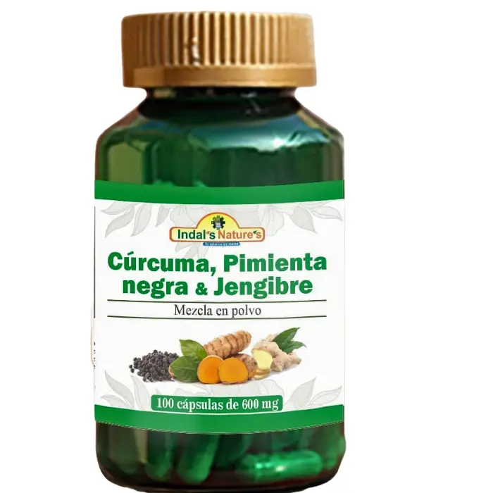 Cúrcuma, Pimienta Negra y Kion  600mg 100 capsulas - Indals Natures 