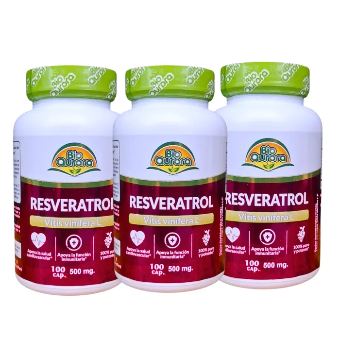 Pack Resveratrol 500mg 100cáp. Bio Aurora (3 Unidades)