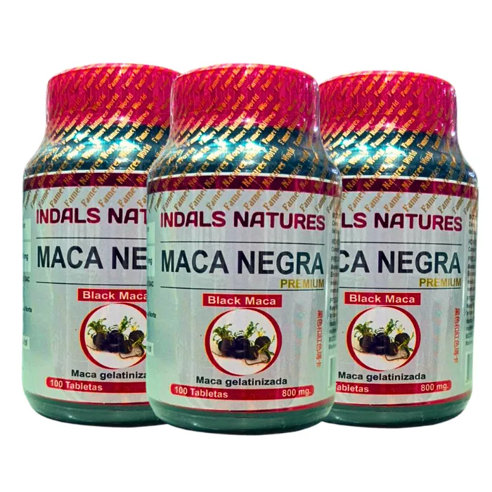 Pack Maca Negra y Roja Gelatinizada 700mg 100 Tabletas Indals Natures (3 Unidades)