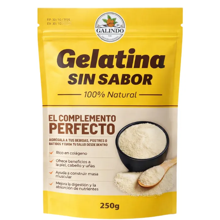 Gelatina Sin Sabor De Origen De Bovino 250GR Galindo
