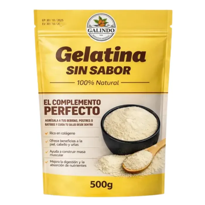 Gelatina Sin Sabor De Origen De Bovino 500g Galindo