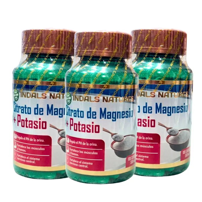 Pack Citrato de Potasio 100cap 500mg Indals Natures (3 Unidades)