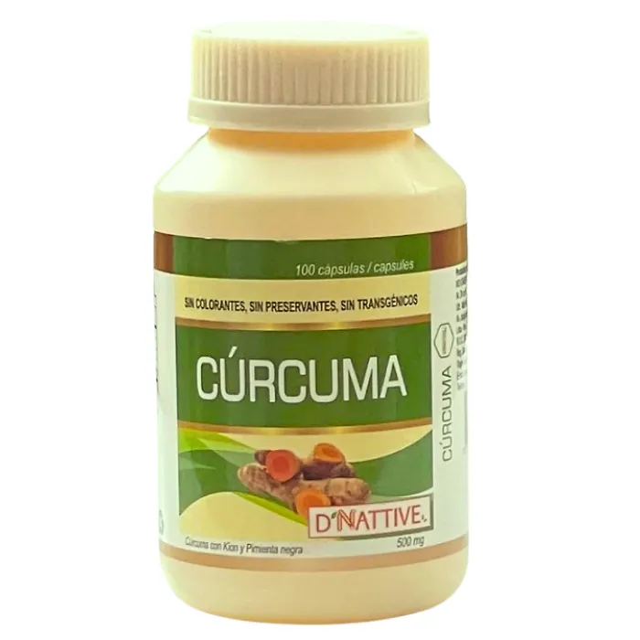 Cúrcuma Con Pimienta Negra Y Jengibre 100 Cápsulas 500mg D´nattive