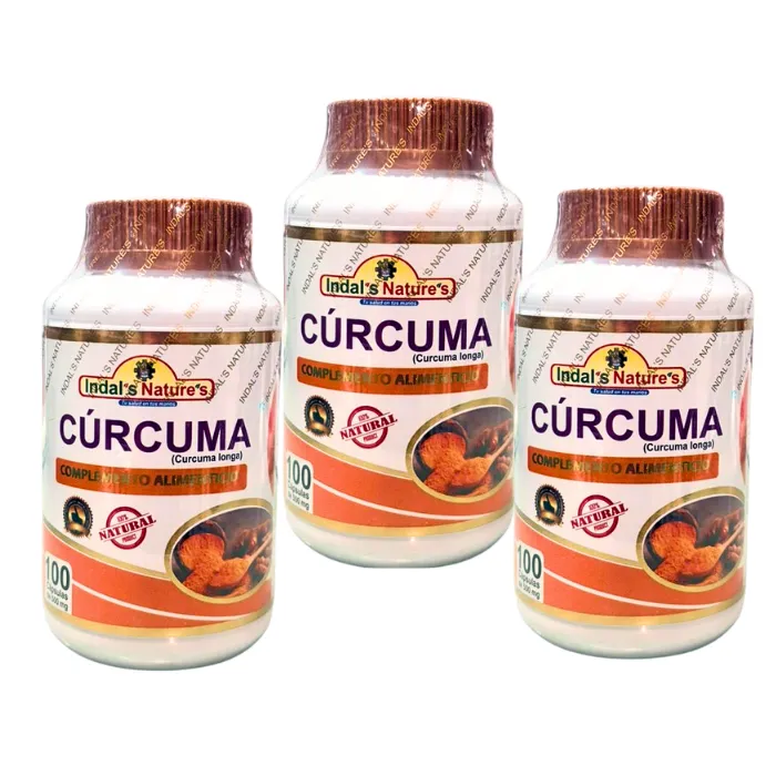 Pack Cúrcuma 500mg 100 Cápsulas  Indals Natures (3 Uniades)
