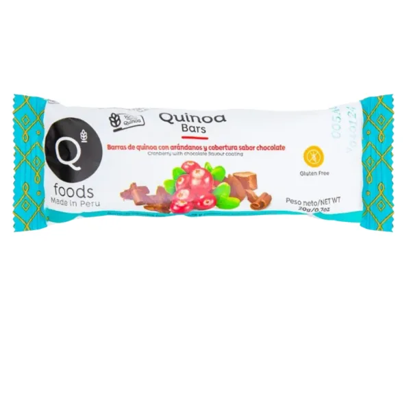 Barra Quinua Arándano con chocolate 20g QFOODS