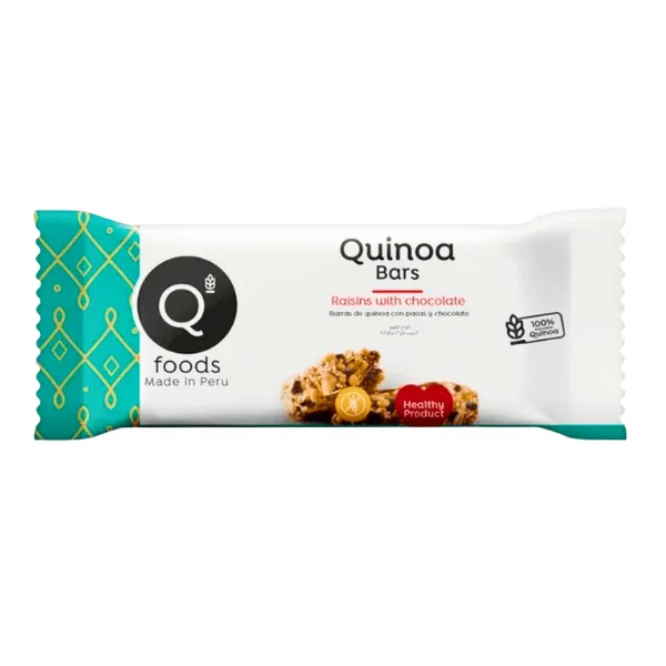 Barra Quinua con pasas y chocolate 20g QFOODS