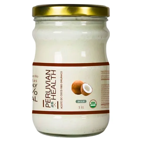 Aceite de coco orgánico sin olor 1Lt Peruvian Health