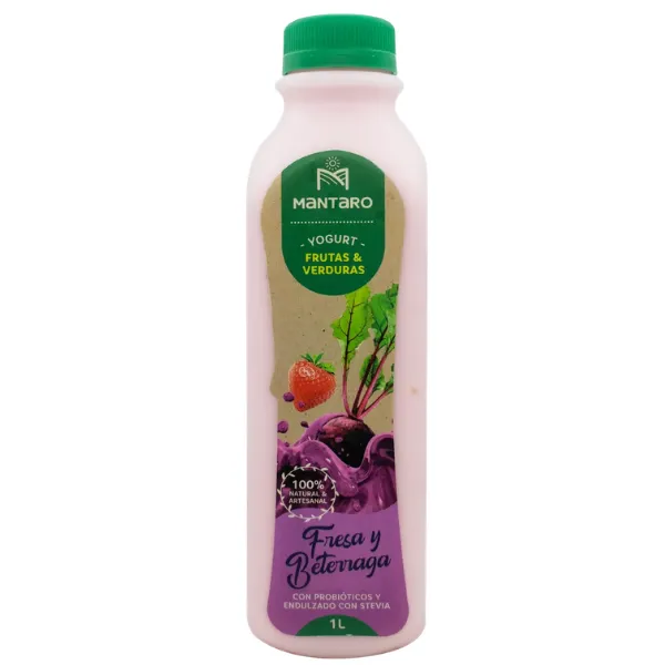Yogurt Probiotico Fresa Beterraga 1L Mantaro