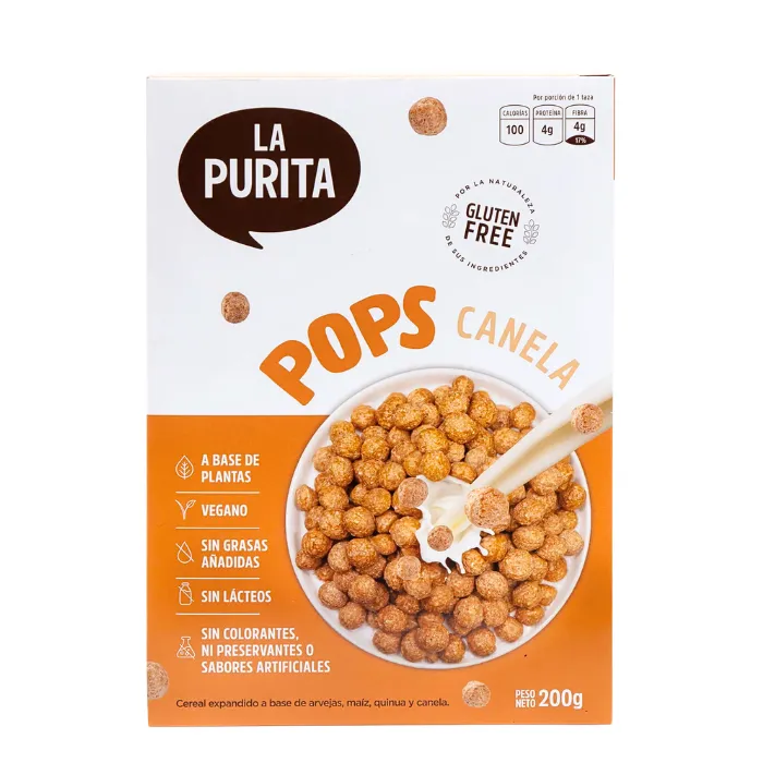 Cereal Pops Maiz Canela 200g La Purita