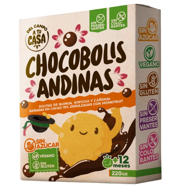 Chocobolis Andinos sin azúcar 220g DEL CAMPO A TU CASA