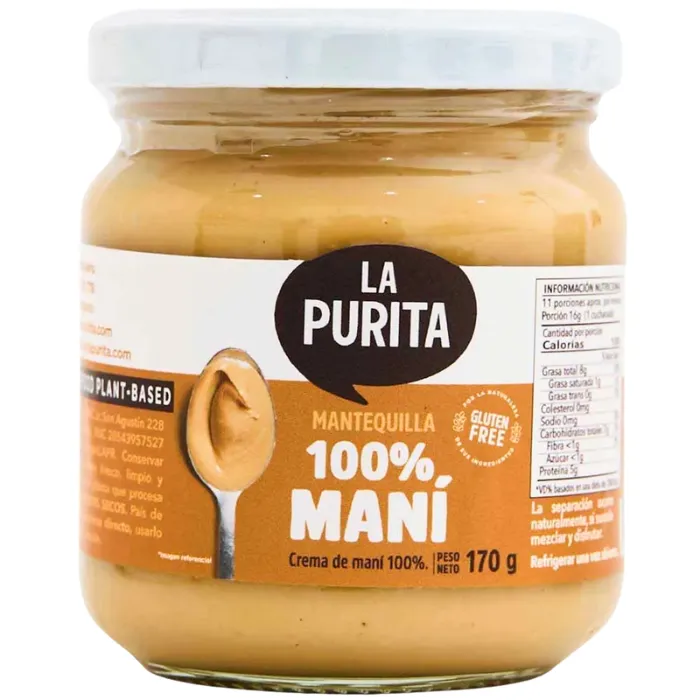 Mantequilla 100% Maní 170g La Purita