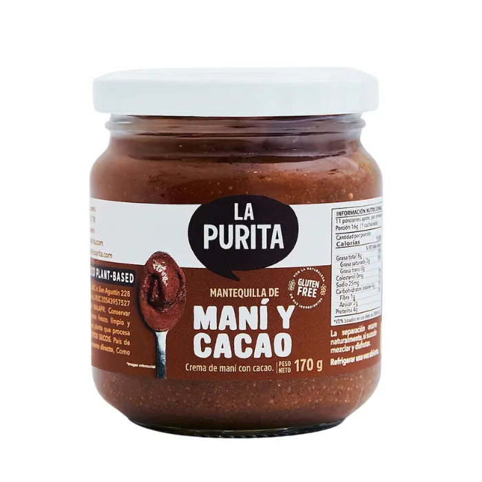 Mantequilla de Maní y Cacao 170g La Purita