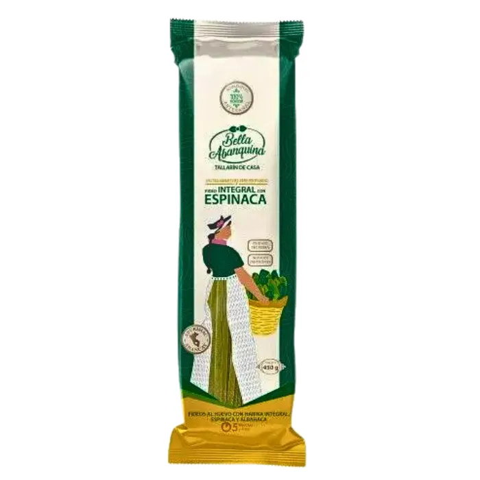 FIDEOS ARTESANALES AL HUEVO ESPINACA ALBAHACA 450G BELLA ABANQUINA