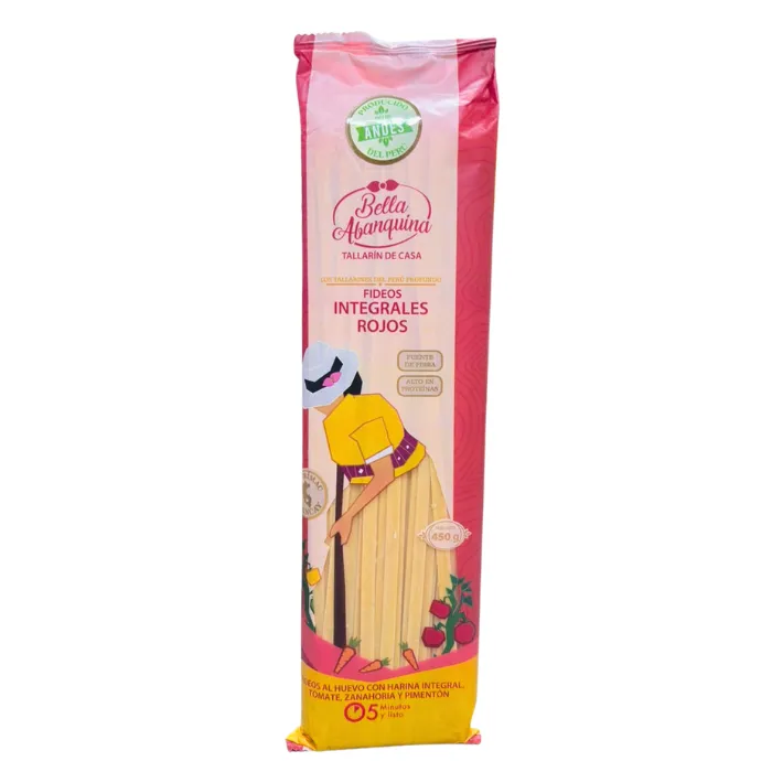 FIDEOS ARTESANALES AL HUEVO ROJO 450G BELLA ABANQUINA
