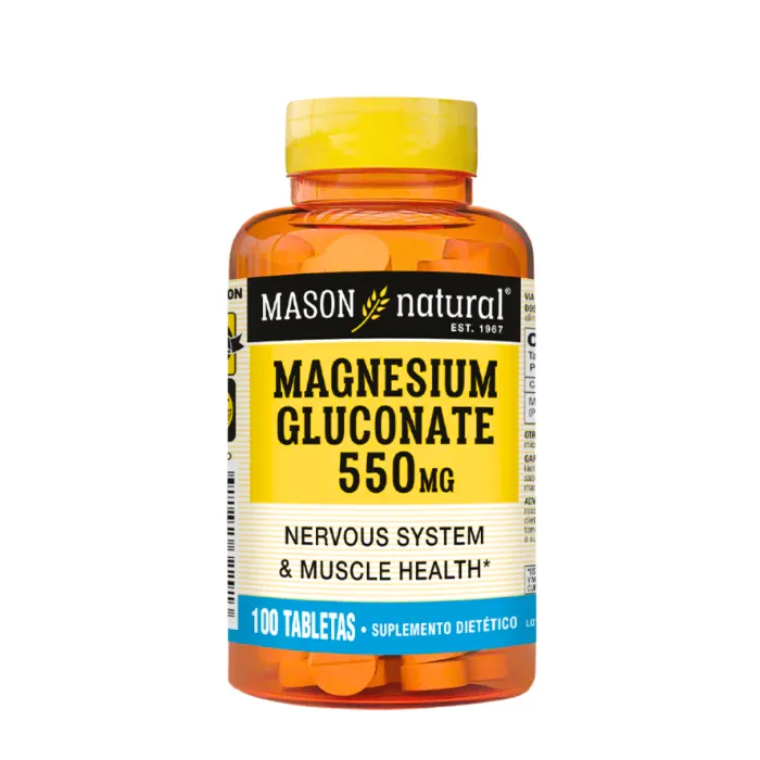 Magnesio Gluconate 550mg 100 tabletas Mason Natural