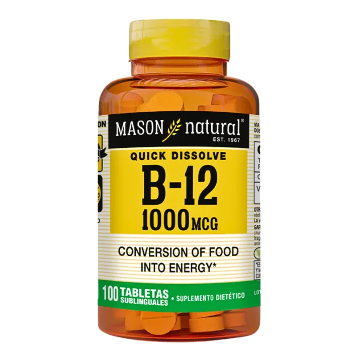 Vitamina B12 1000 Mcg Sublingual 100 Tabletas Mason Natural