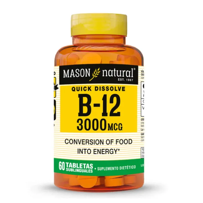 Vitamina B12 1000 Mcg Sublingual 100 Tabletas Mason Natural