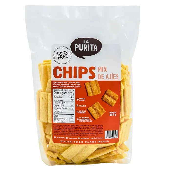 Chips de Maíz y mix de Ajíes 200g LA PURITA