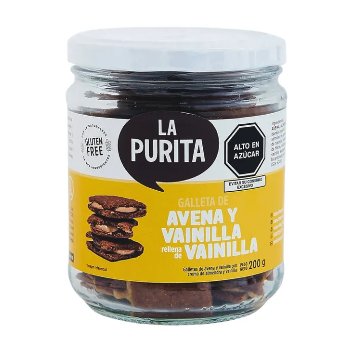 Galletas de Avena y Vainilla Rellenas de Vainilla 200g LA PURITA