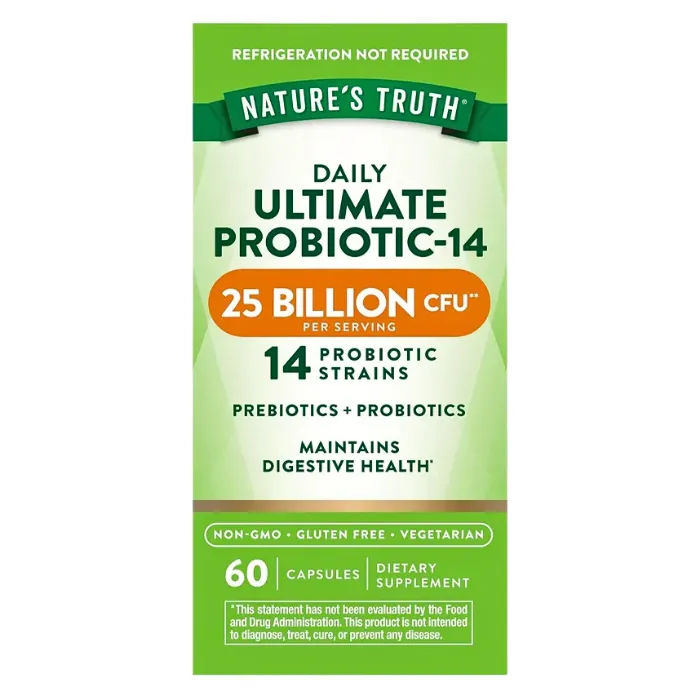 Prebióticos + Probióticos 25 mil millones UFC 60 cápsulas Nature's Truth