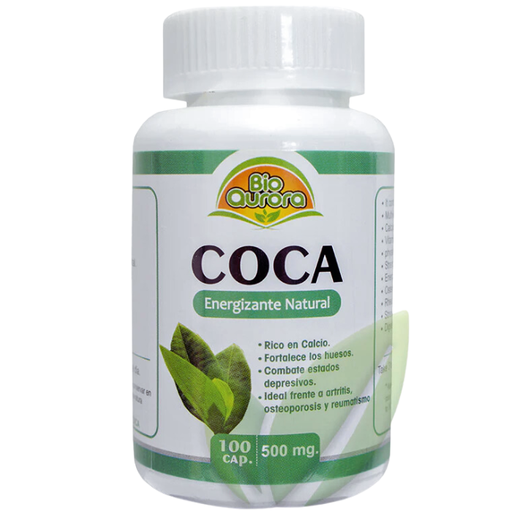 Coca 100 cápsulas 500mg  Bio Aurora 